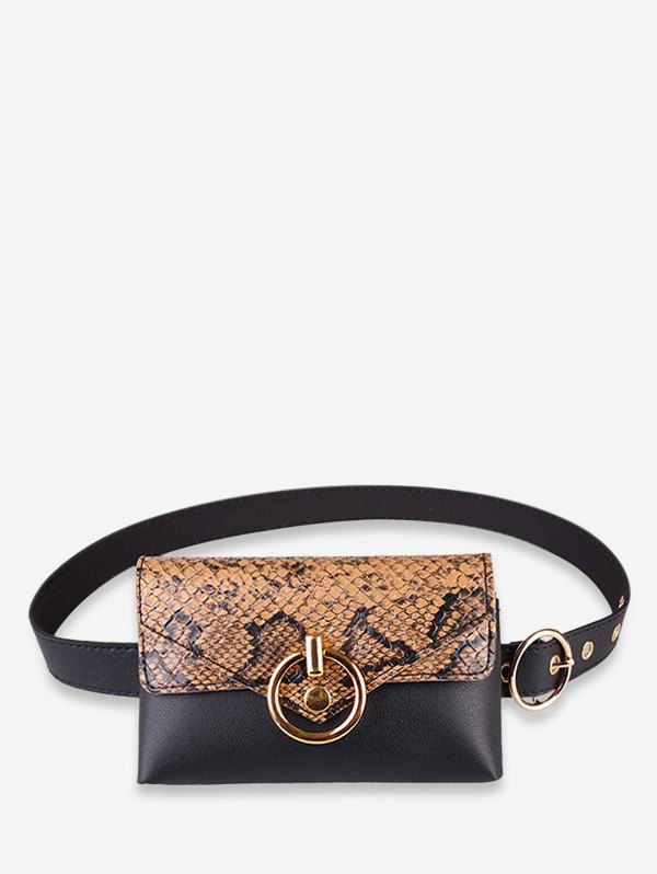 

Snakeskin Design Adjustable Fanny Pack, Camel brown