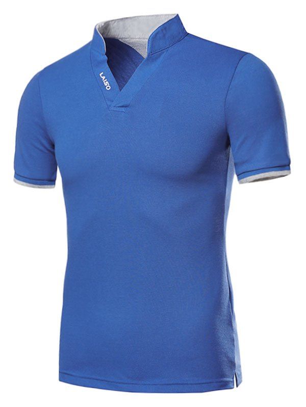 

Color Spliced Casual Short Sleeves T-shirt, Blue