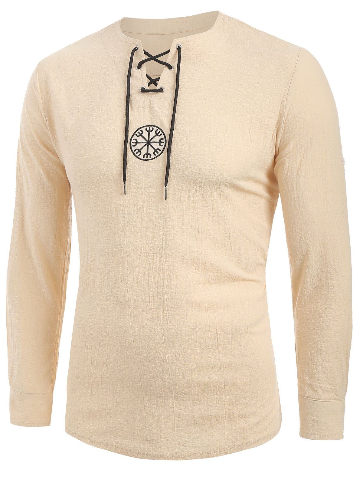 

Lace-up Decoration Long Sleeves T-shirt, Goldenrod