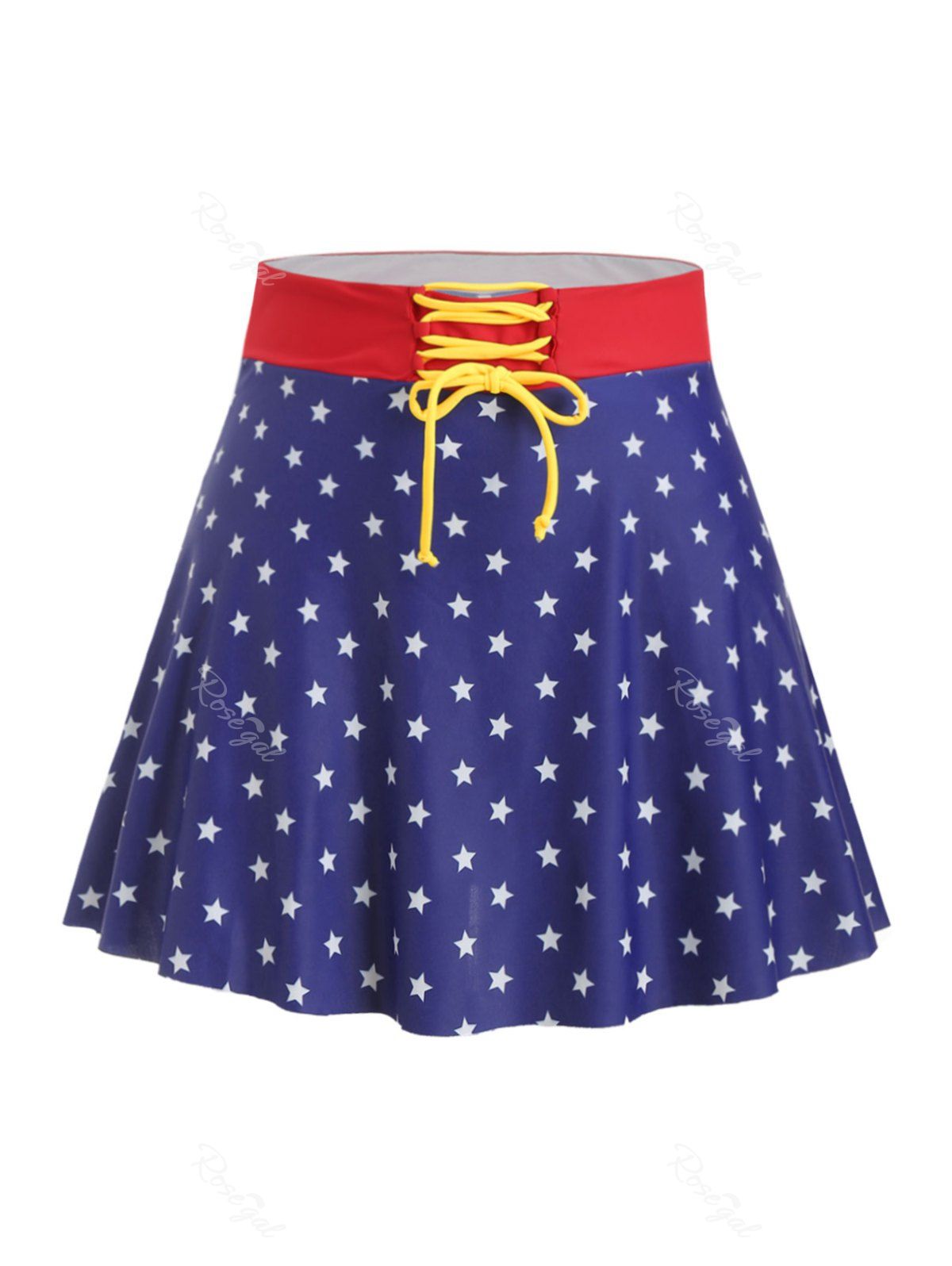 

Swim American Flag Lace Up Plus Size Skirted Briefs, Multi-a