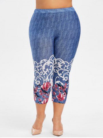 

Plus Size Space Dye Capri Leggings, Denim dark blue