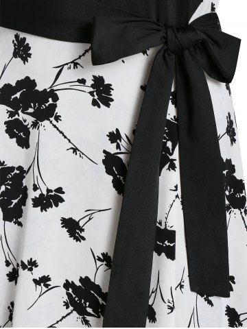 

Ditsy Print Maxi Dress with Belt, Black
