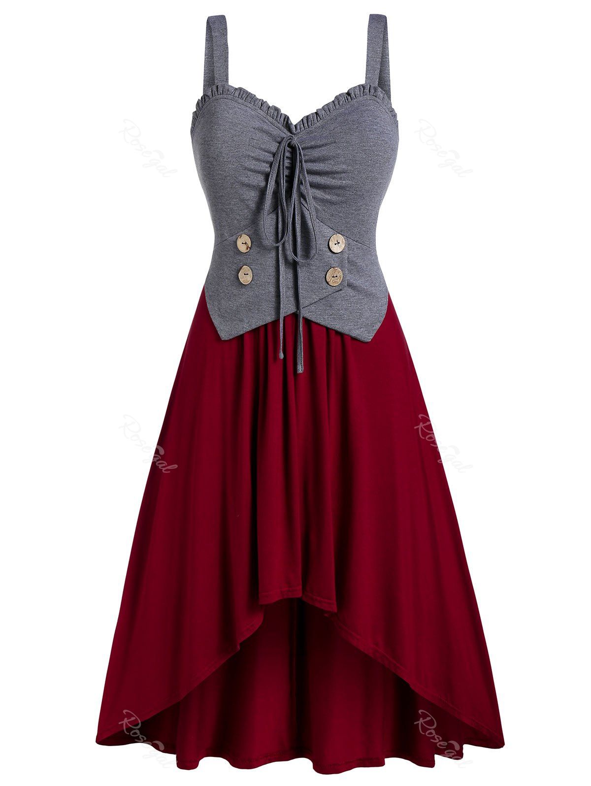 

Plus Size Color Block High Low Tie Tank Top, Ash gray