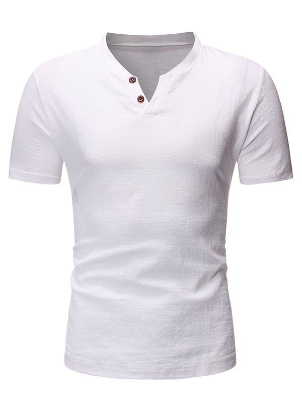 Solid Color Button Short Sleeves Tshirt