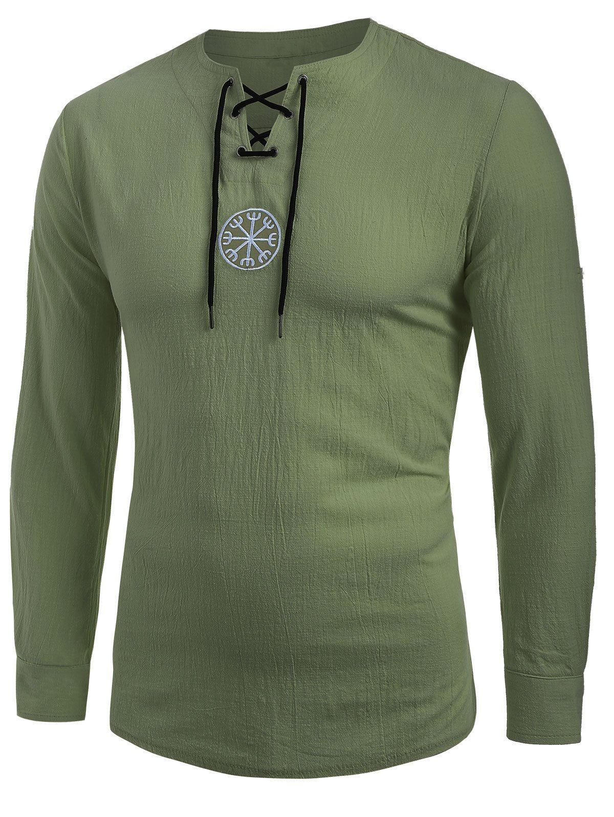 

Lace-up Decoration Long Sleeves T-shirt, Army green