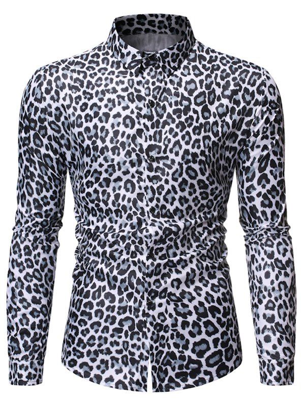 

Cheetah Pattern Long Sleeves Shirt, Gray