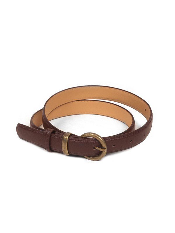 

Metal Buckle Vintage PU Leather Belt, Coffee