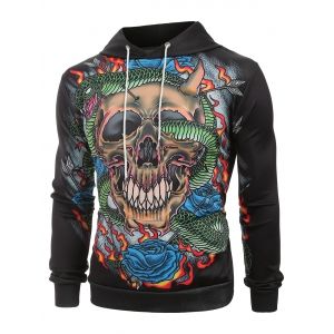 

Skull Pattern Casual Hoodie, Black