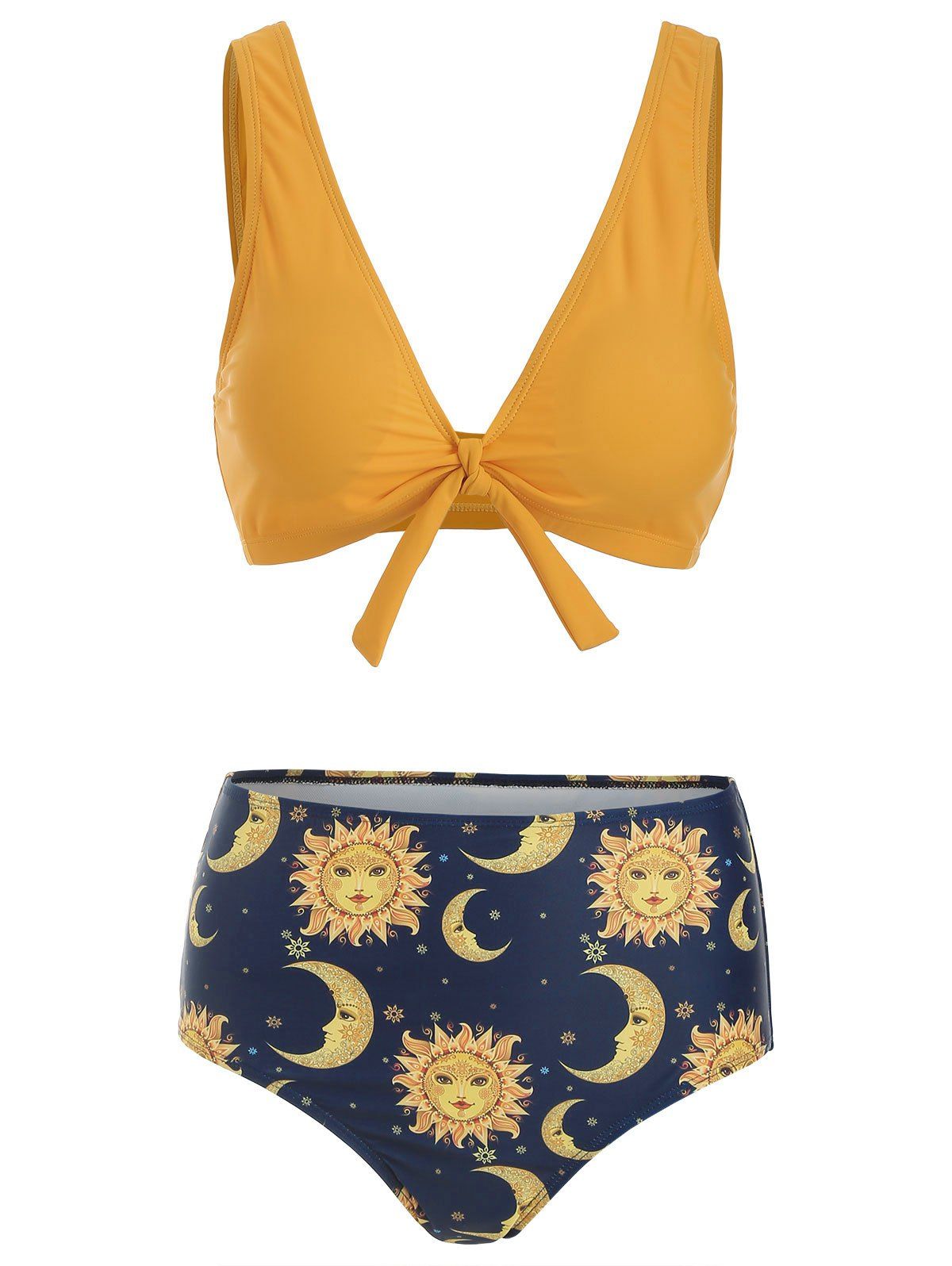 

Knot Sun Star Moon High Waisted Tankini Swimsuit, Multi