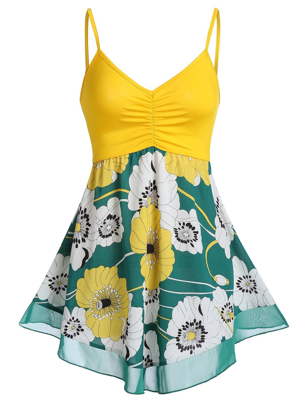 

Cami Ditsy Print Flare Tank Top, Clover green