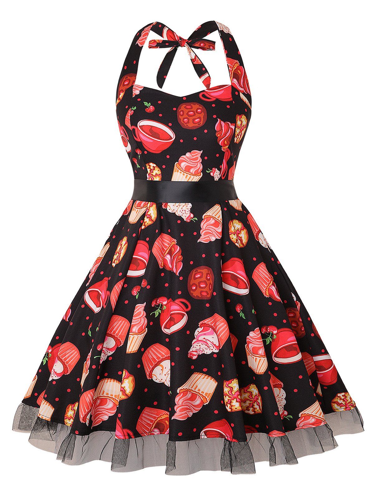 

Polka Dot Cherry Smocked Party Dress, Multi