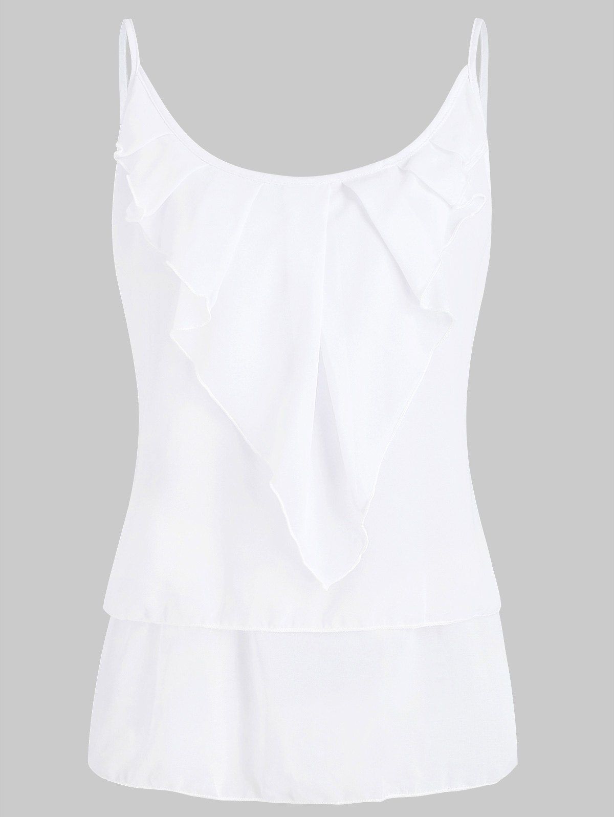 

Chiffon Flounce Overlap Cami Tank Top, White