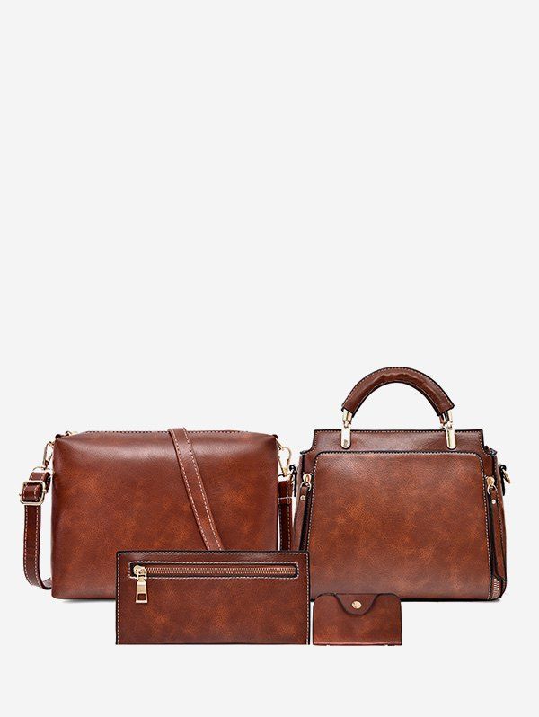 

Retro Four-piece PU Leather Tote Bag Set, Brown