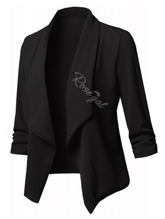 

Plus Size Open Front Flyaway Blazer, Black