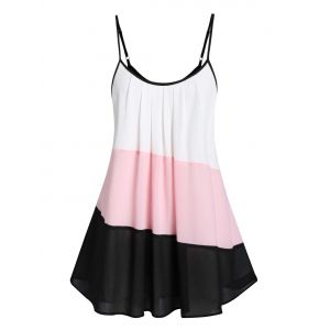 

Plus Size Cami Flare Color Block Tank Top, Multi