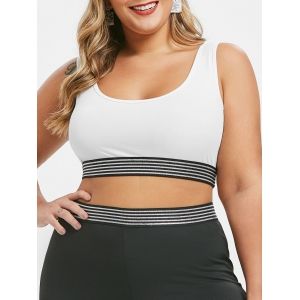 

Plus Size Metallic Thread Sports Crop Top, White