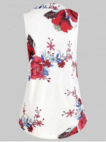 

Plus Size Floral Print Flare Tank Top, Red