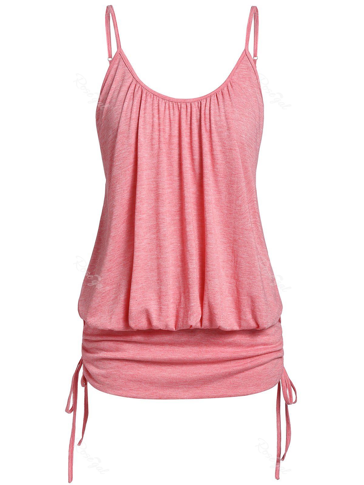 

Plus Size Cami Ruched Space Dye Tank Top, Flamingo pink