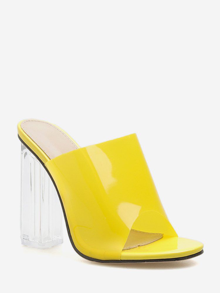 

PVC Clear Super High Heel Slides, Yellow