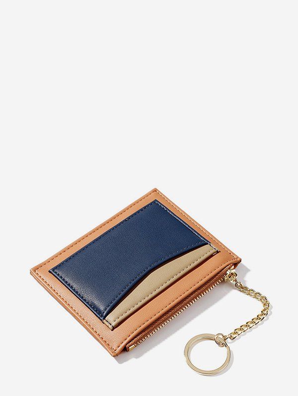 

Contrast Color PU Leather Card Bag, Tangerine
