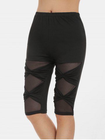 Mesh Panel High Waisted Bowknot Shorts