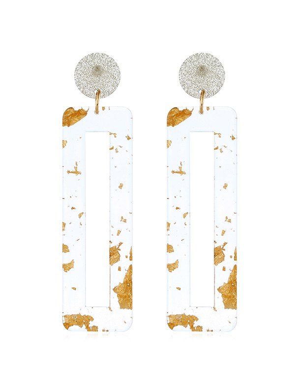 

Hollow Rectangle Leopard Drop Earrings, Multi-c