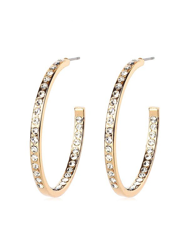 

Rhinestone Decorate C Shape Earrings, Gold