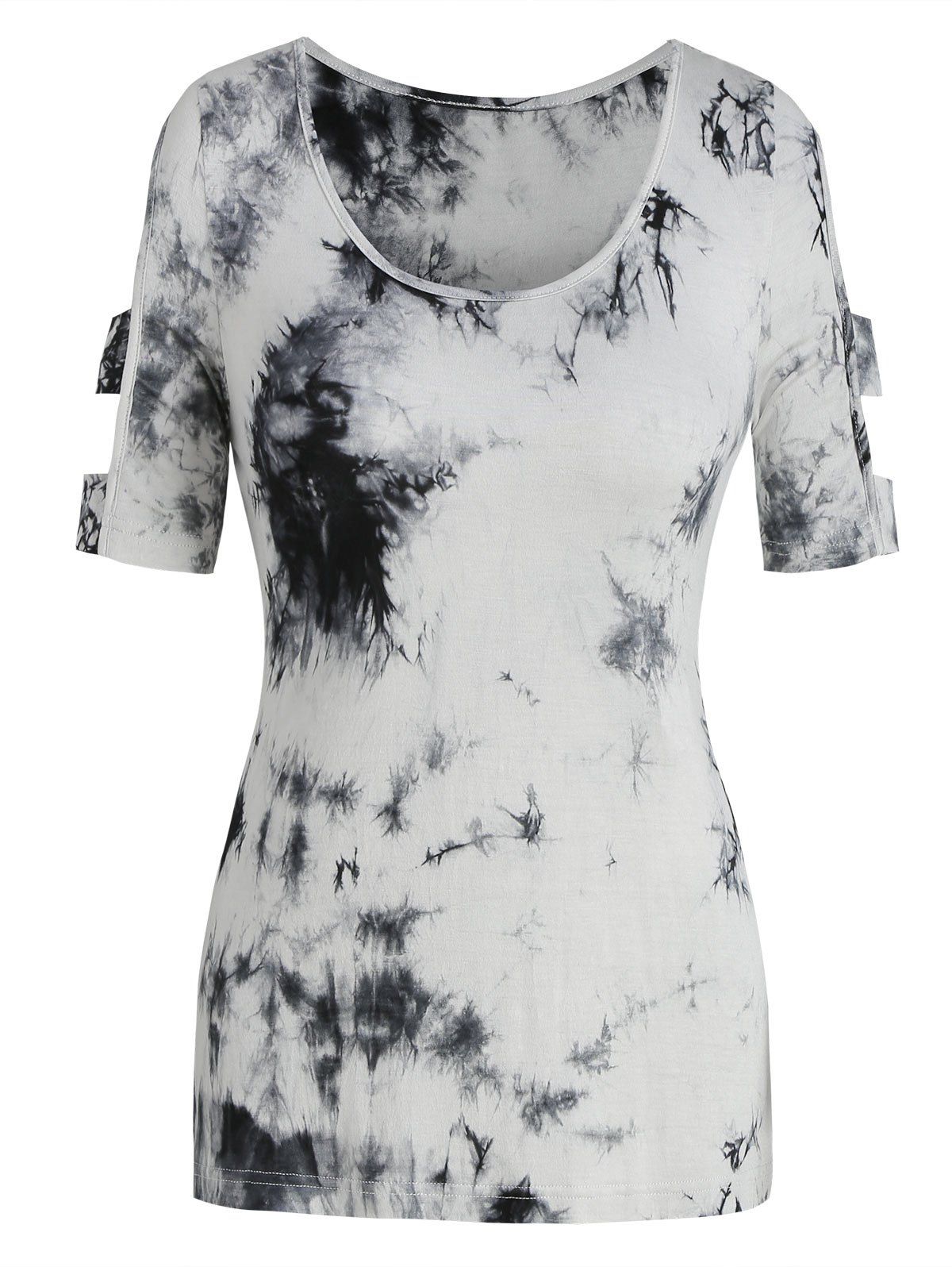 Cut Out Tie Dye Short Sleeve T Shirt, Multi-a