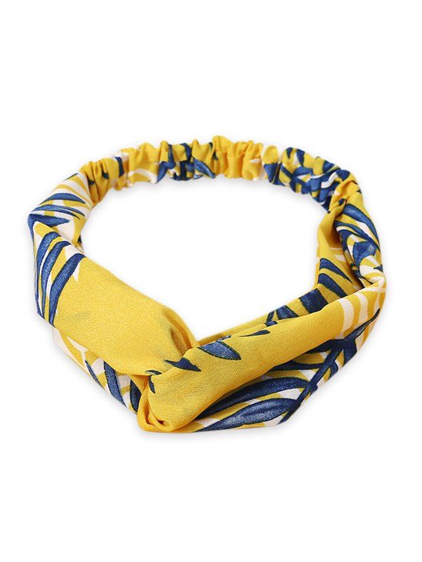 

Leaf Printed Elastic Hair Band, Yellow