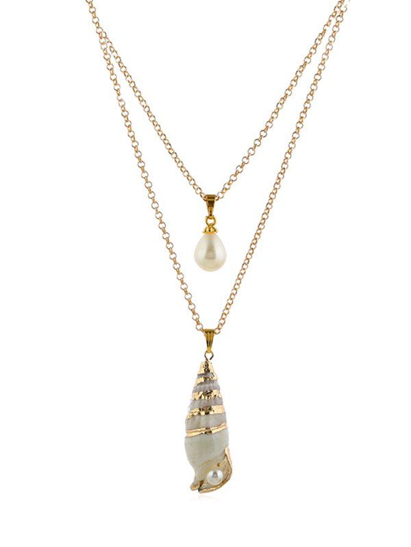 

Conch Faux Pearl Layered Necklace, Multi-a
