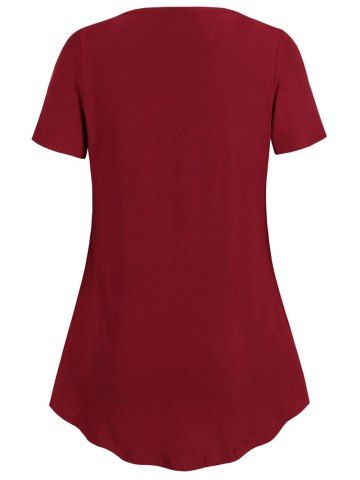 

Curved Hem Pleated Tunic Top, Red wine