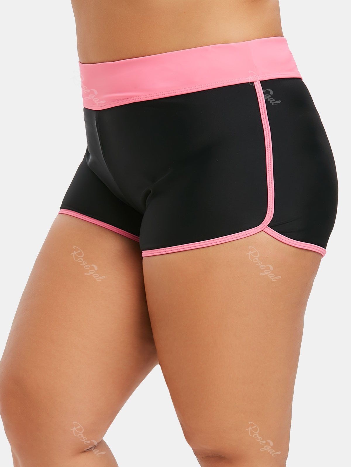 

Plus Size Mid Rise Contrast Swim Boyshorts, Multi-a