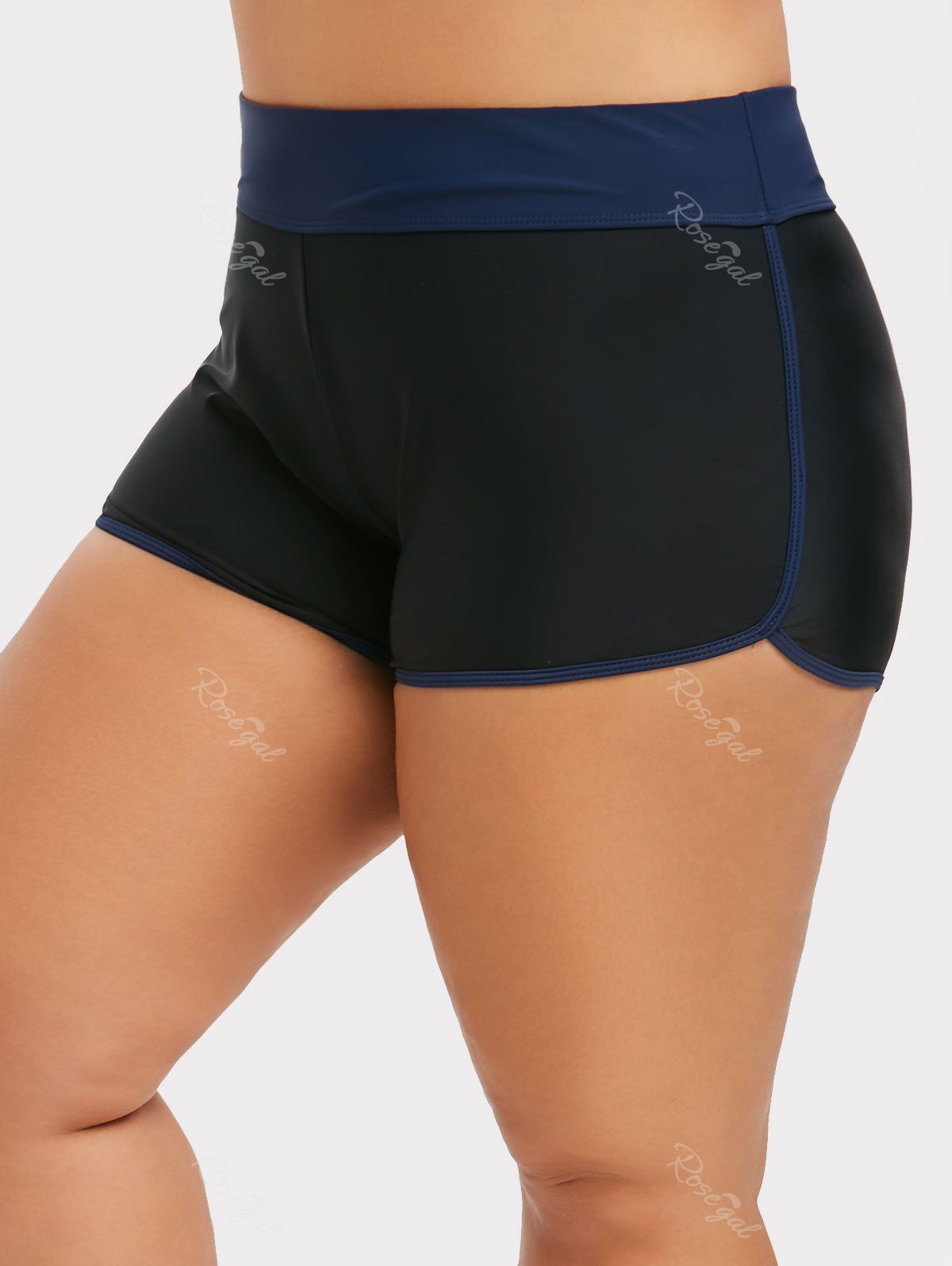 

Plus Size Mid Rise Contrast Swim Boyshorts, Multi-b