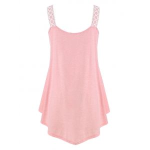 

Plus Size Tunic Contrast Square Collar Tank Top Clothing, Pig pink