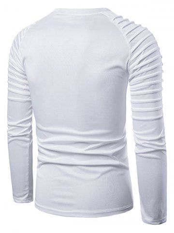 

Solid Color Pleated Raglan Sleeve T-shirt, White