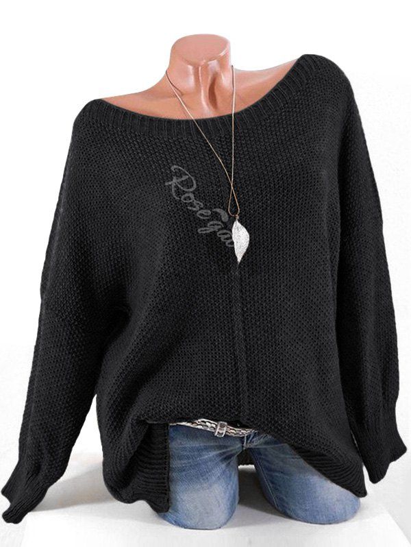 

Plus Size Tunic Chunky Sweater, Black