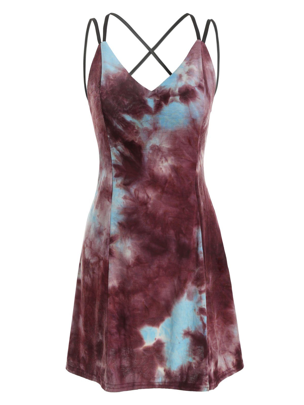 

Tie Dye Criss Cross Sleeveless Mini Dress, Multi