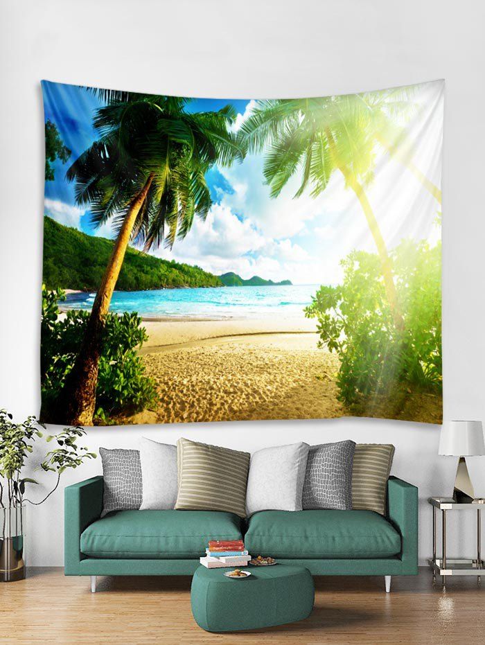 

Sunshine Coconut Trees Pattern Tapestry, Green apple