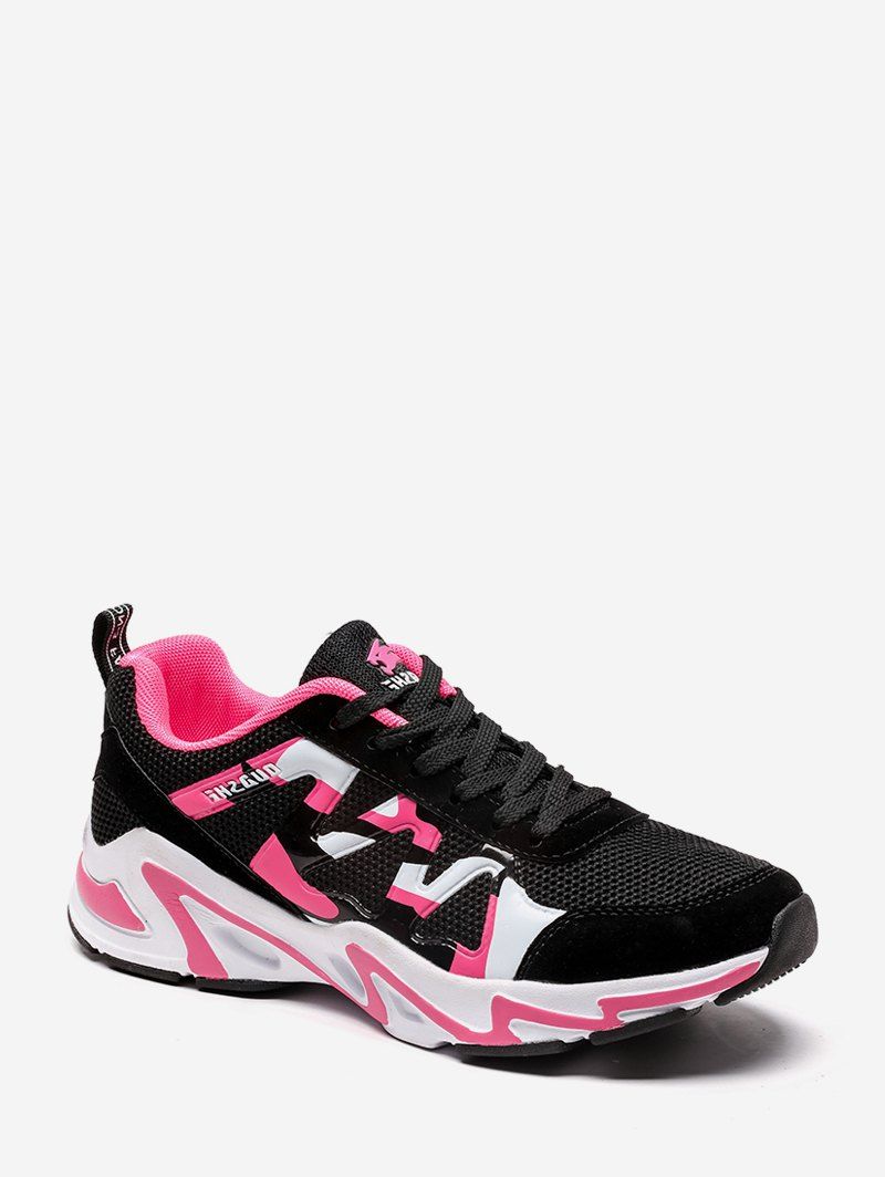 

Breathable Knit Camo Trim Sports Shoes, Pink