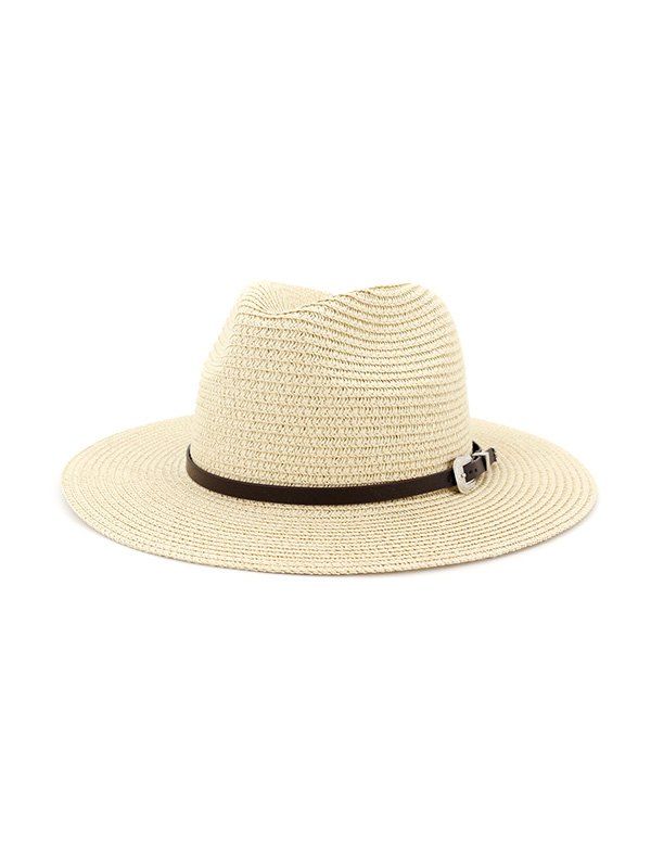

Belt Embellished Straw Outdoor Jazz Beach Hat, Beige