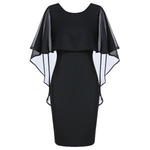

Open Back Chiffon Insert Mini Bodycon Dress, Black