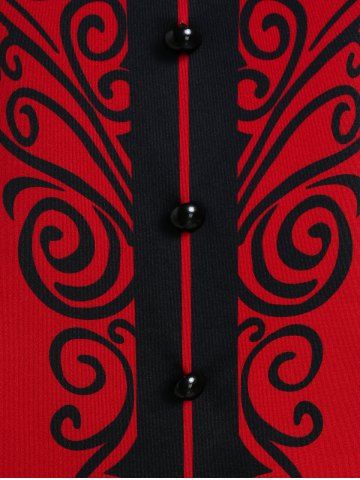 

Plaid Panel Ruffle Printed T Shirt, Lava red