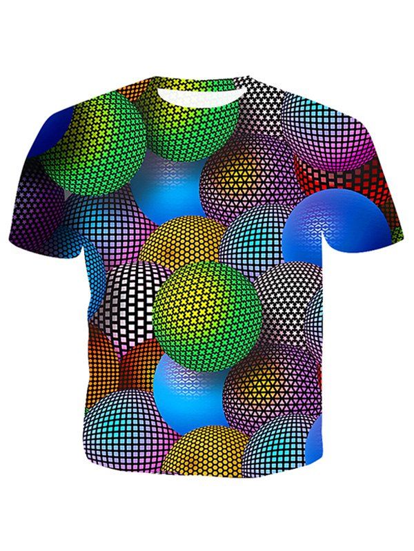 

Colorful Star Dots Geometic Ball Print Casual T-shirt, Green