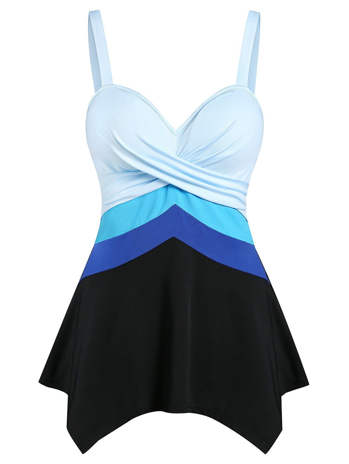 

Asymmetric Sweetheart Neck Color Block Tank Top, Multi-a