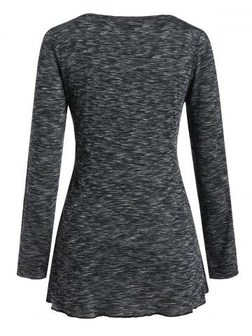 

Plus Size Marled Front Tie T-shirt And Cami Top Set, Ash gray