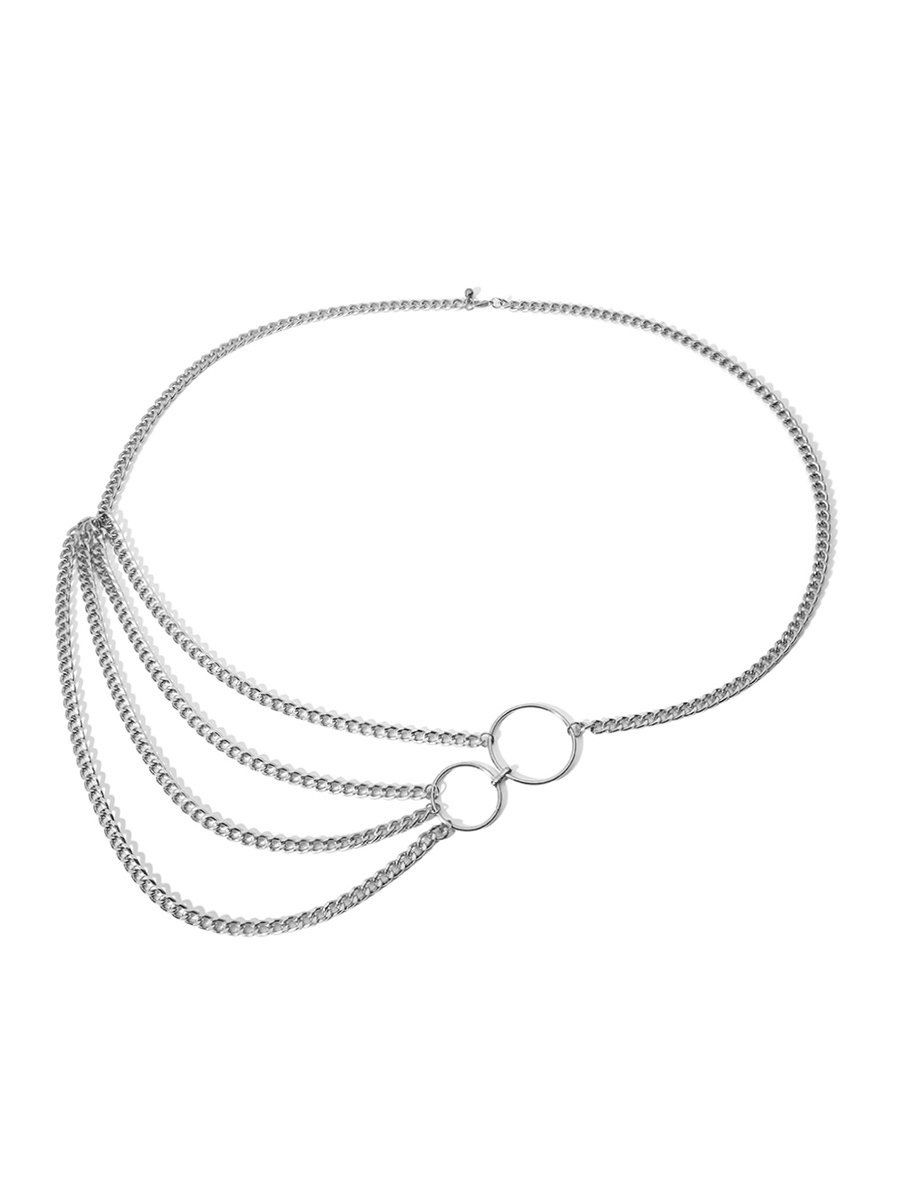 

Asymmetrical Layered Waist Chain, Silver