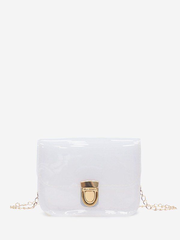 

Transparent Chain Small Square Shoulder Bag, Milk white
