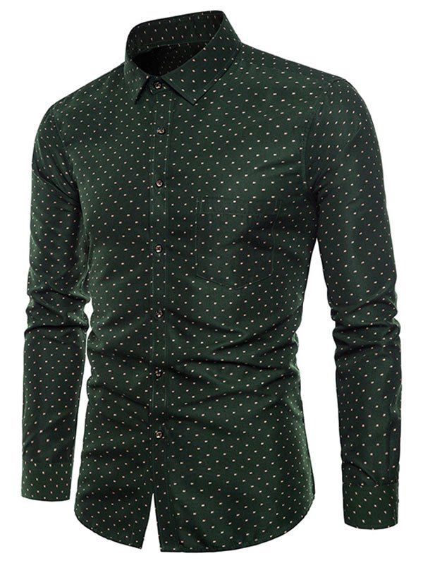 

Pocket Decoration Long Sleeves Shirt, Deep green