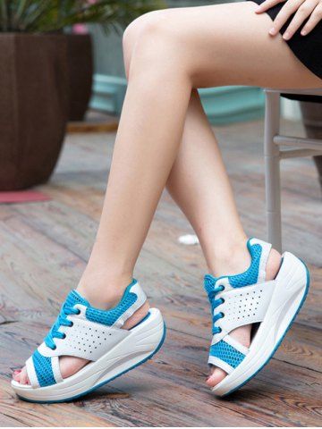 

Mesh Trim Breathable Design Sandals, Deep sky blue