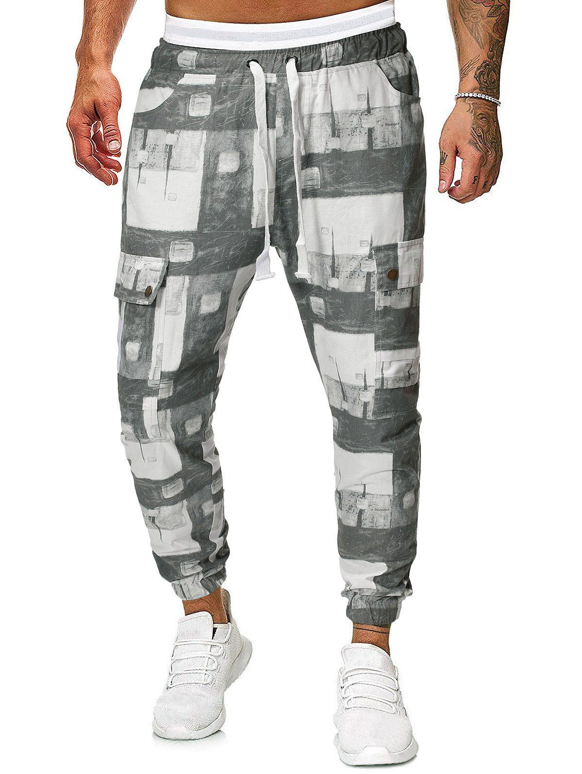 

Color Block Geometric Graphic Print Casual Jogger Pants, Multi